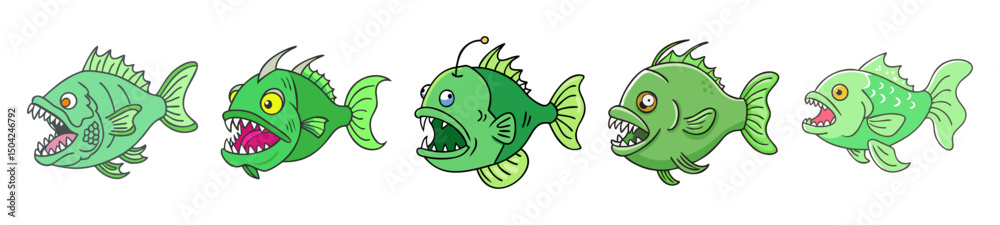 Obraz premium green terror fish icon, green terror fish line art - simple line art of green terror fish, perfect for green terror fish logos and icons