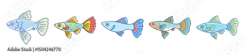 guppy fish icon, guppy fish line art - simple line art of guppy fish, perfect for guppy fish logos and icons