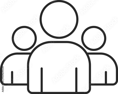 Leadership line icon with leader and team members for management, teamwork, and collaboration, vector.