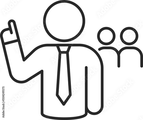 Leader giving instructions line icon for guidance, direction, and team leadership, vector.