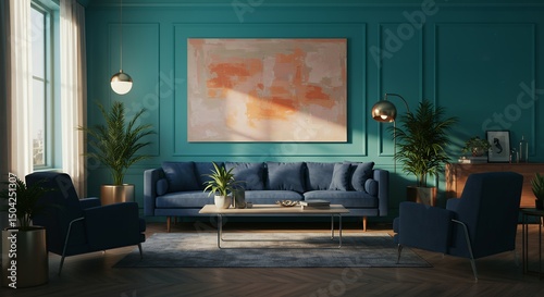 Serene Teal Living Room Interior Design Modern Comfort Meets Sophisticated Style