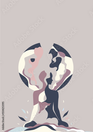 Personality, Man, Woman, Tree, Heart, Growth, Success, Branches, Leaf, Artwork, Vector