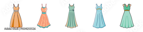maxi dress icon, maxi dress line art - simple line art of maxi dress, perfect for maxi dress logos and icons