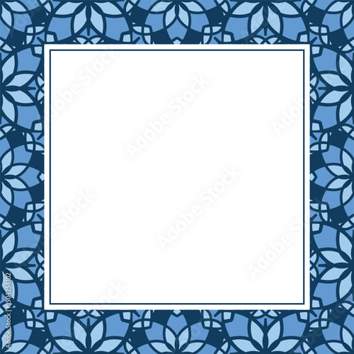 Oriental ornamental mosaic. Arabic design for page decoration. Vector frame of asian mosaic border