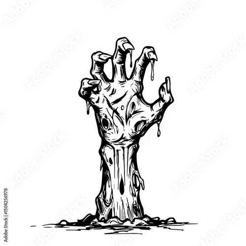 Spooky Halloween graveyard scene with bare trees and tombstones. Halloween illustration features dark silhouettes of spooky trees and old tombstones. This Halloween graveyard scene is perfect for part