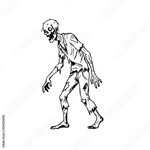 Spooky Halloween graveyard scene with bare trees and tombstones. Halloween illustration features dark silhouettes of spooky trees and old tombstones. This Halloween graveyard scene is perfect for part