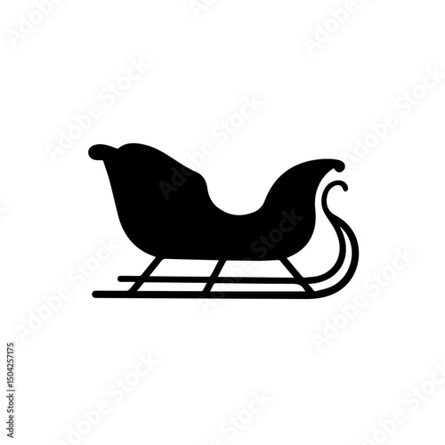 Classic sleigh silhouette perfect for Christmas cards and festive decorations. Holiday sleigh image symbolizes winter holidays and joyful atmosphere. This elegant sleigh graphic is ideal for New Year