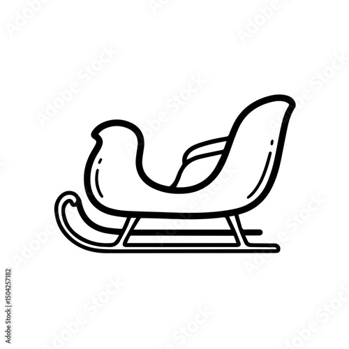 Festive sleigh illustration perfect for holiday cards.  Sleigh design is ideal for Christmas and New Year invitations. Simple sleigh image for winter holiday projects.  This classic sleigh graphic is