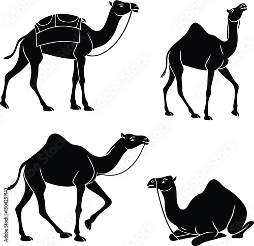 camels silhouettes set
