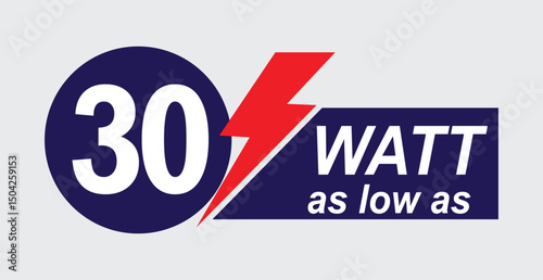 30 Watt Logo – Simple and Modern Vector Design for Electronics and Power Brands