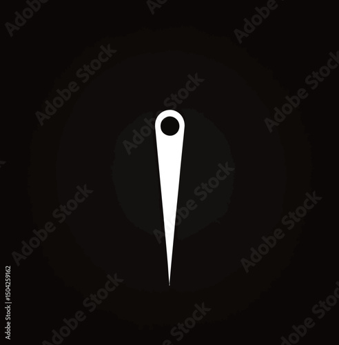 Minimalistic design featuring a needle on a black background.