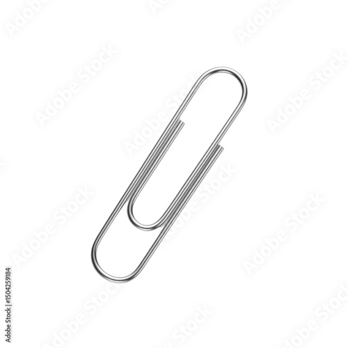 Single paperclip isolated on transparent background