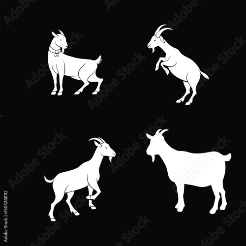 goat silhouette vector set