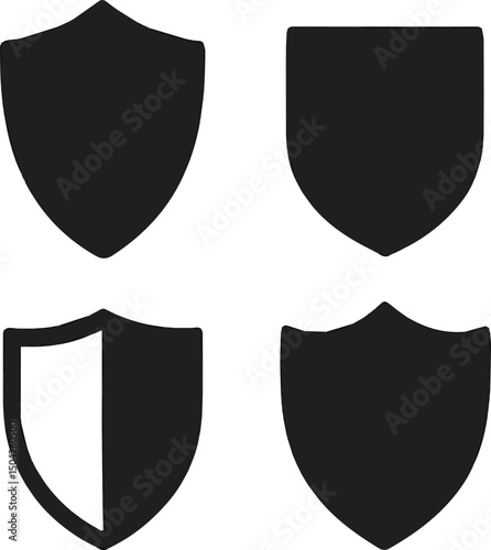 Create a kinds of Shield icons set. different shields symbol, Protect shield, Vector art silhouette with white background.