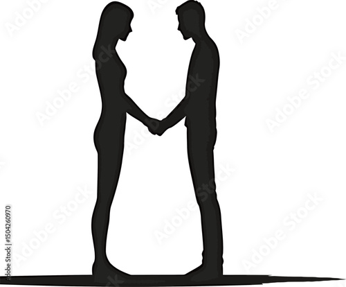 Silhouette of a couple holding hands, symbolizing love and connection.