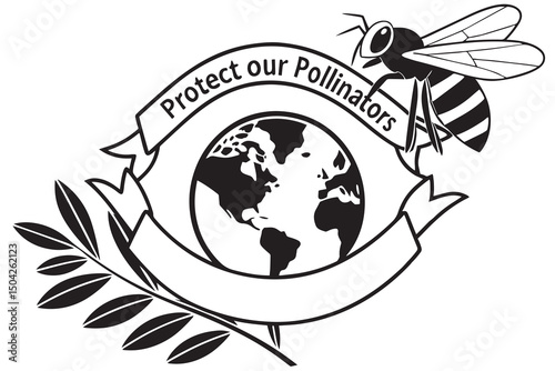 Protect our pollinators global conservation emblem bee earth