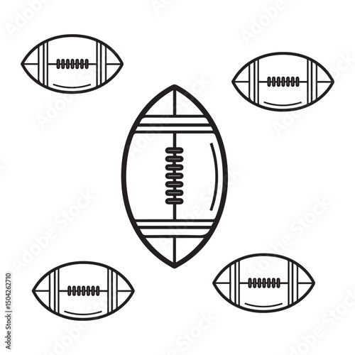 Multipurpose American football vector icon in outline, glyph, filled outline style. Three icon style variants in one pack