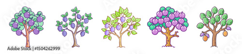 plum tree icon, plum tree line art - simple line art of plum tree, perfect for plum tree logos and icons