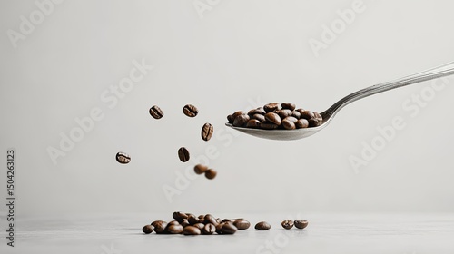 Wallpaper Mural Coffee Beans Falling from Spoon over Light Background with Shadow Torontodigital.ca