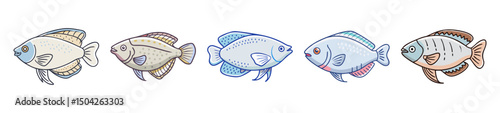 pearl gourami fish icon, pearl gourami fish line art - simple line art of pearl gourami fish, perfect for pearl gourami fish logos and icons