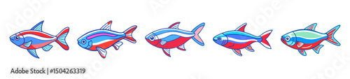 neon tetra fish icon, neon tetra fish line art - simple line art of neon tetra fish, perfect for neon tetra fish logos and icons