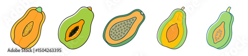 papaya icon, papaya line art - simple line art of papaya, perfect for papaya logos and icons