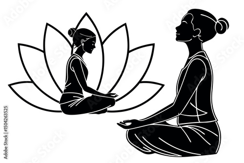 Woman meditating lotus pose mindfulness yoga peace serenity