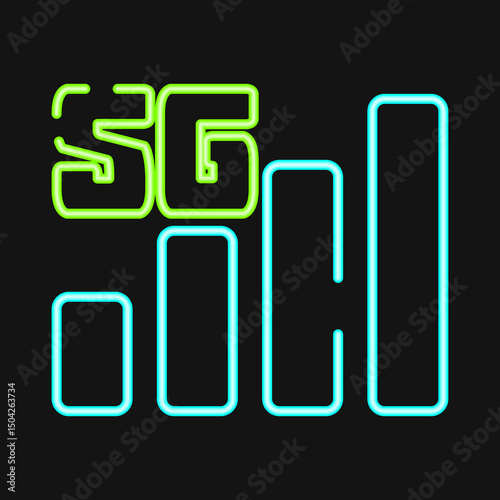 Icon 5g. Internet network elements. Icon in neon style.
