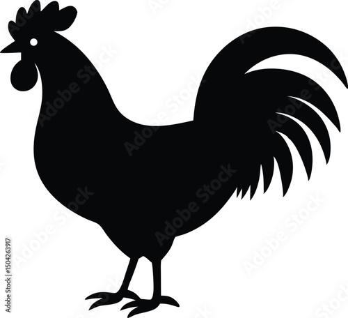 rooster cock silhouette vector icon