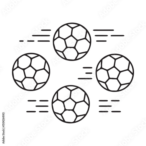 Football ball vector icon batch. Black white soccer ball sport equipment, pelota football bal icon vector design. Goal symbol, team game competition world or european super cup championship pelota