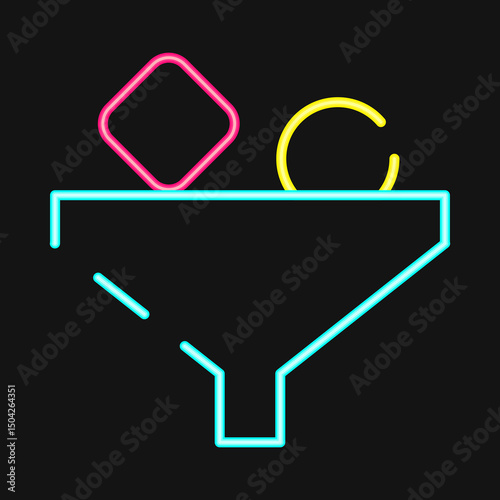 Icon filter. Internet network elements. Icon in neon style.