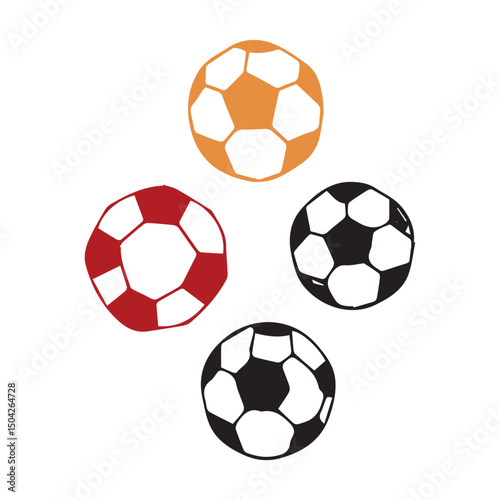 Football ball vector icon batch. Black white soccer ball sport equipment, pelota football bal icon vector design. Goal symbol, team game competition world or european super cup championship pelota