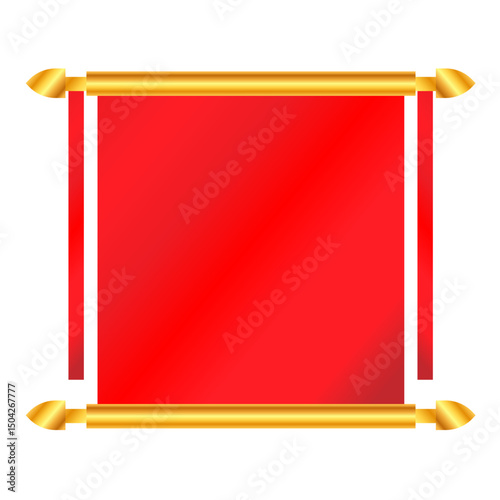 Scroll red banner gold trim