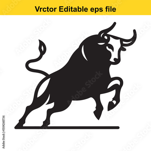 Rodeo Bucking Bull Vector Silhouette | Western Bronco Action Clipart | Bold Rodeo Sport Design