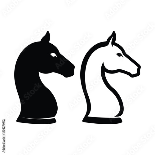 Chess Knight Icon silhouette vector isolated on white background