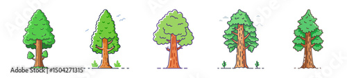 sequoia tree icon, sequoia tree line art - simple line art of sequoia tree, perfect for sequoia tree logos and icons