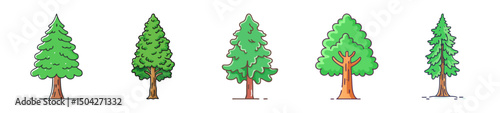 redwood tree icon, redwood tree line art - simple line art of redwood tree, perfect for redwood tree logos and icons