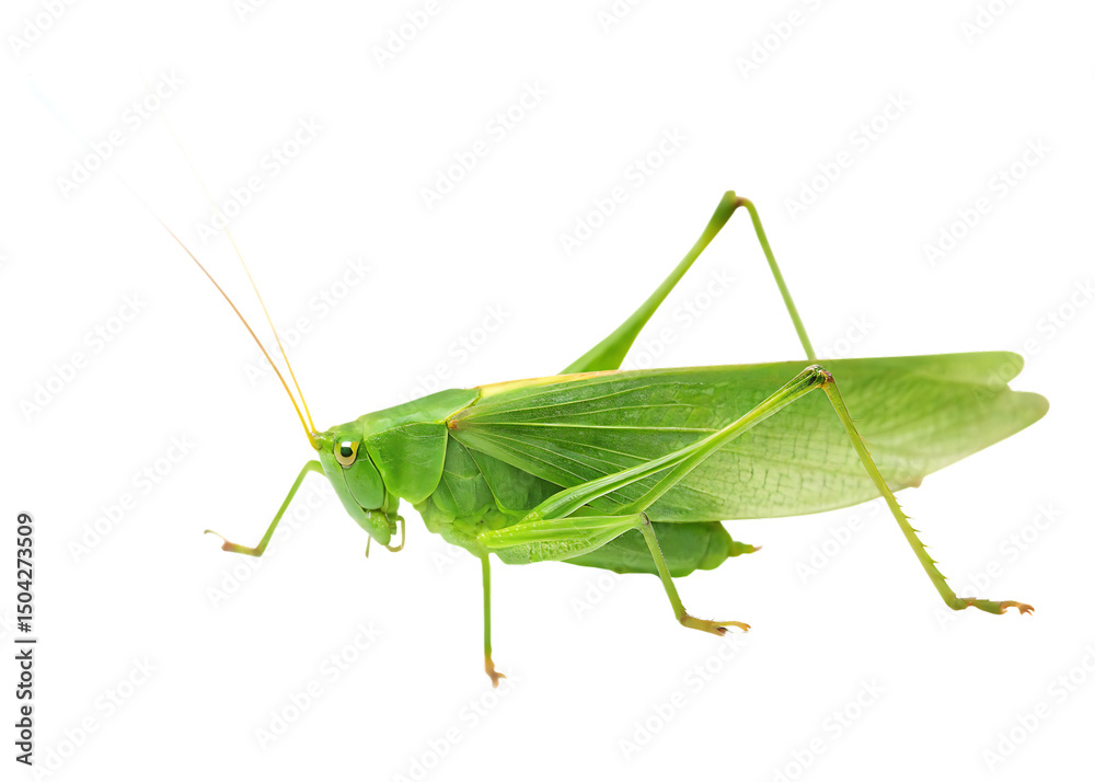 Vibrant Green Katydid Insect Close-Up Photography isolated on white background PNG Vibrant Green Katydid Insect Close-Up Photography isolated on white background PNG