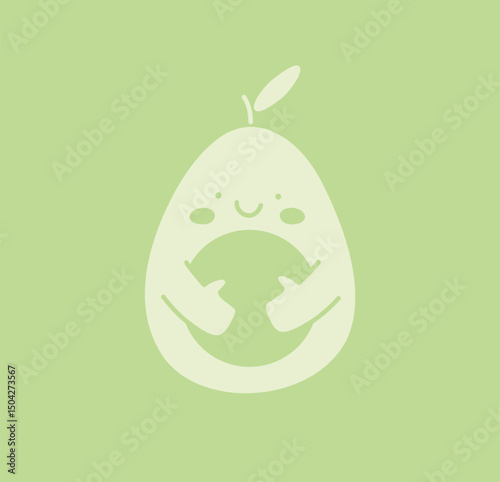 Cute kawaii avocado character vector doodle illustration