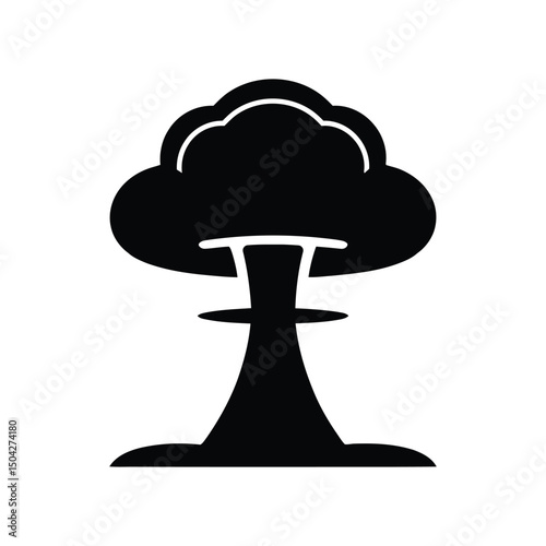 Atomic Blast Silhouette Vector Bold Bomb Explosion Icon in B&W.