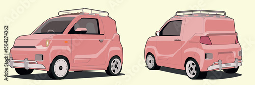 Pink Compact Car vector Illustration.eps