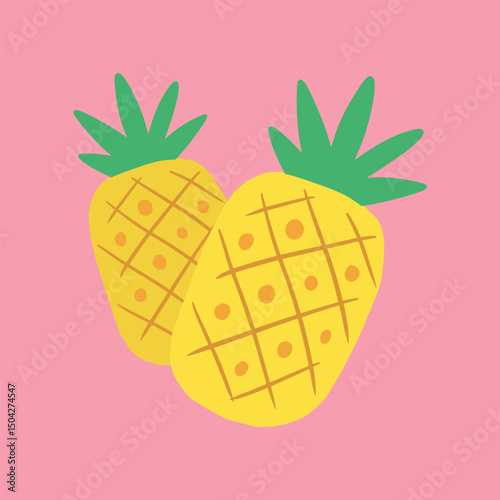 Cute pineapple hand drawing illustration. flat design style. colorful and editable vector
