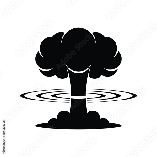 Atomic Blast Silhouette Vector Bold Bomb Explosion Icon in B&W.