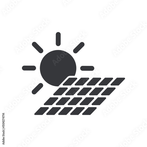 Isolated pictogram icon of solar panel energy, representing electricity generated from sunlight using renewable and eco-friendly power source