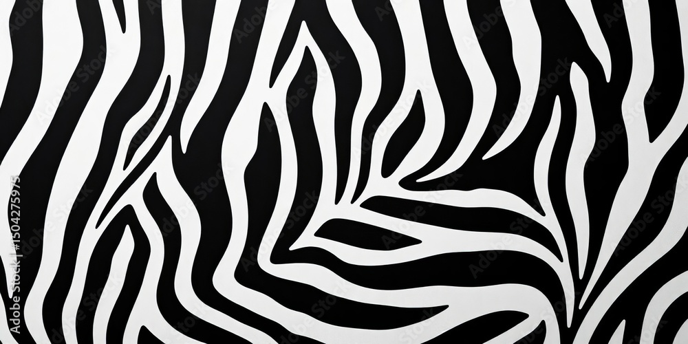 Close-up view of a seamless pattern of black and white zebra stripes, graphic, print Close-up view of a seamless pattern of black and white zebra stripes, graphic, print