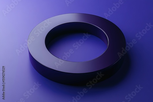 A single reflective purple torus casts a subtle shadow on a matching background surface