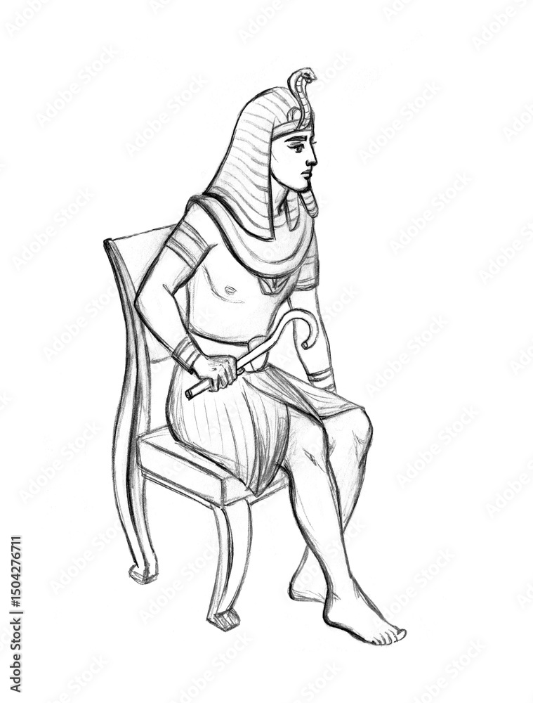 Fototapeta premium Moses and Aaron before Pharaoh. Pencil drawing