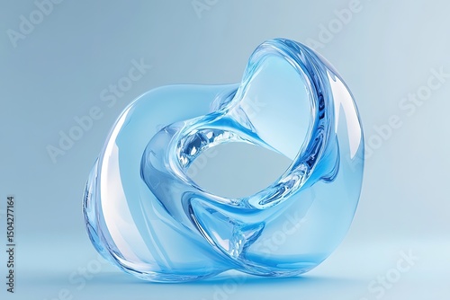 Abstract curved water forms an elegant organic shape on a light blue background