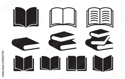 Book icon set illustration. open book sign and symbol. ebook icon. Books Icons - Vector Line. Editable Stroke