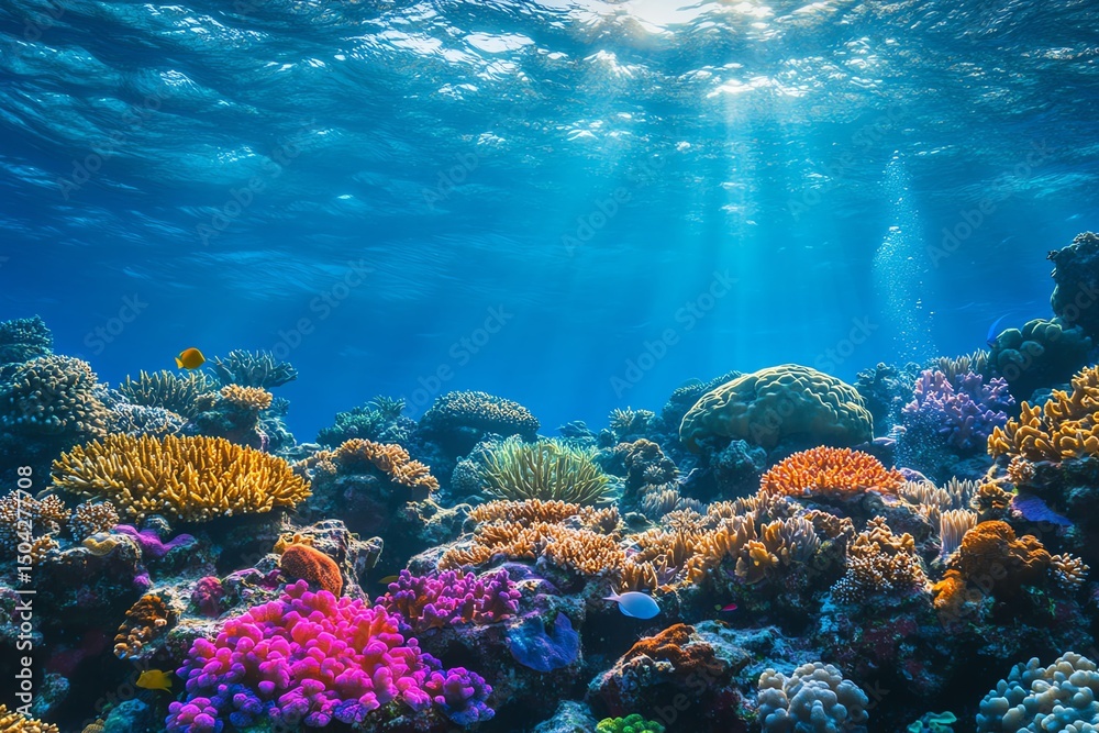 Fototapeta premium coral reef macro texture, abstract marine ecosystem background on a coral reef